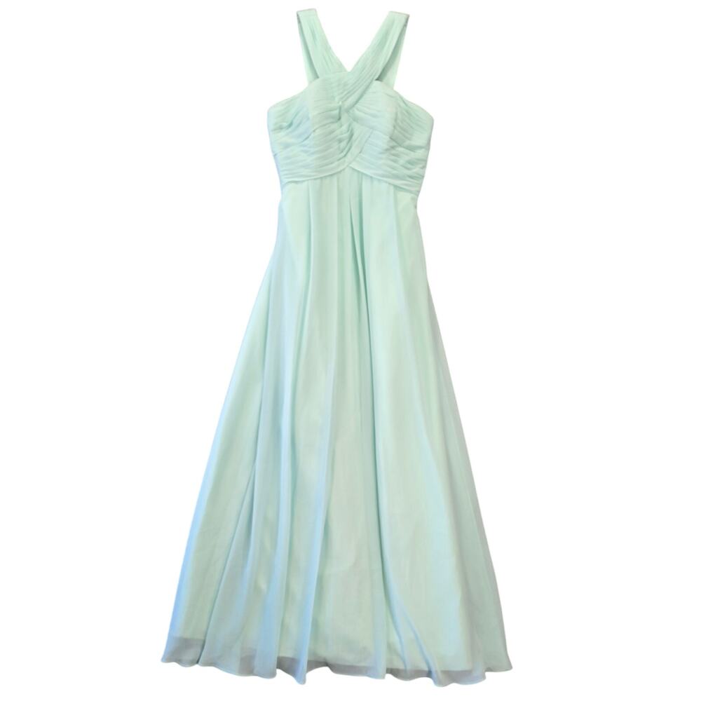 Bill Levkoff Green Mint Maxi Dress Formal Pleated Empress Neck NEW Women Size 12